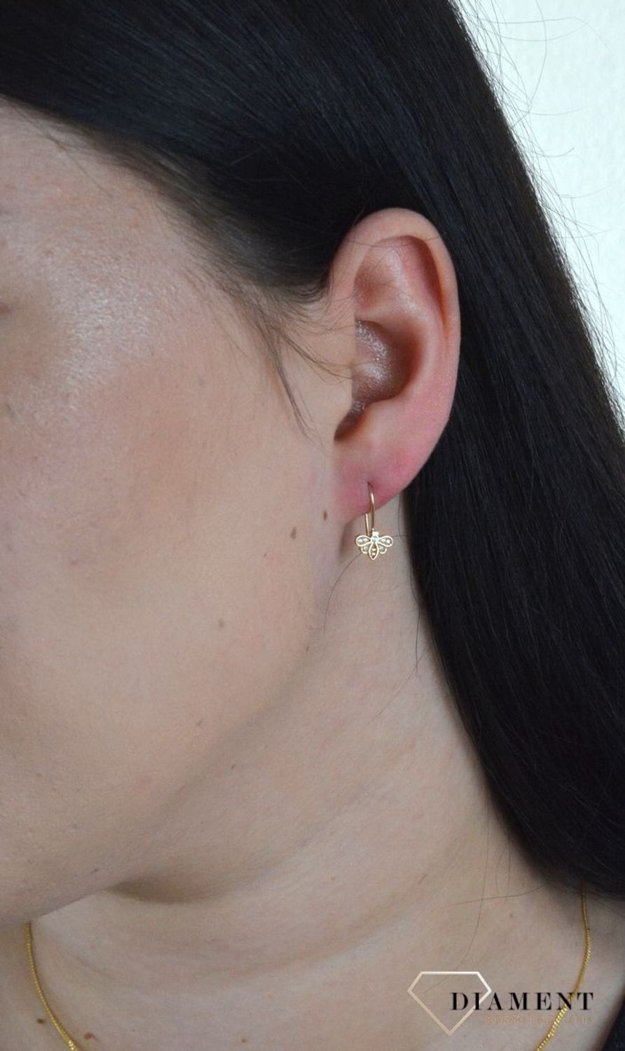 Złote kolczyki pszczółki z cyrkoniami 333 KL 7797 333.jpg